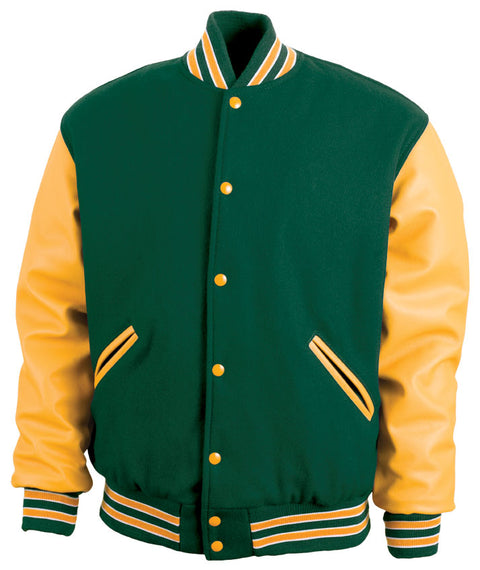 Dark Green, Gold & White Letterman Jacket