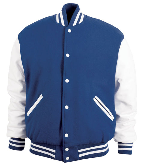 Light Navy & White Letterman Jacket