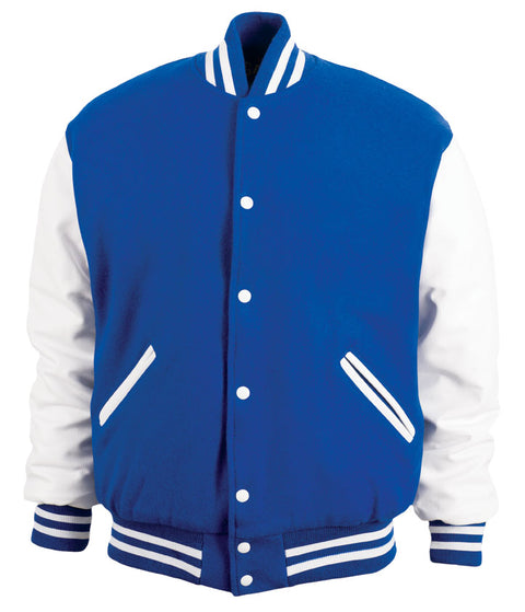 Dark Royal & White Letterman Jacket