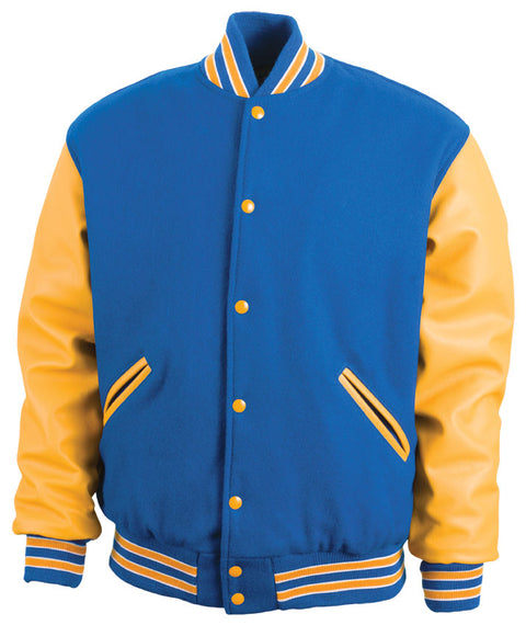 Light Royal, Gold & White Letterman Jacket