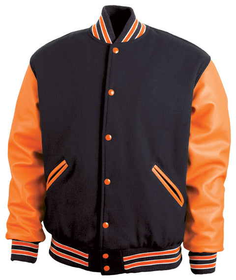 Black, Orange, & White Letterman Jacket