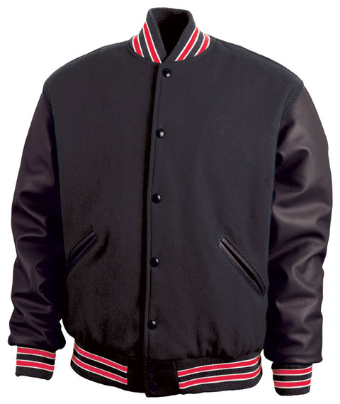 Black, Black & Red Letterman Jacket